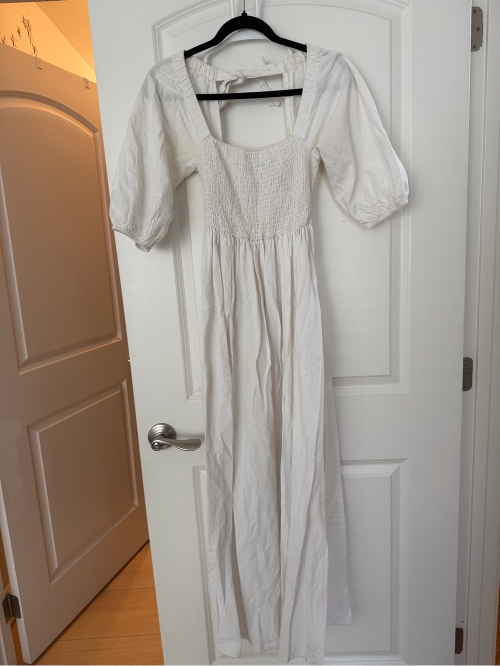 NASTYGAL white maxi dress puff sleeve